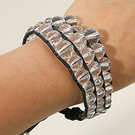 3-Line Glass Bead Adjustable Bracelet