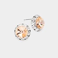 Rivoli Cut Genuine Crystal Round Stud Earrings