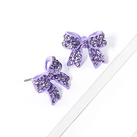 Crystal Rhinestone Pave Bow Stud Earrings