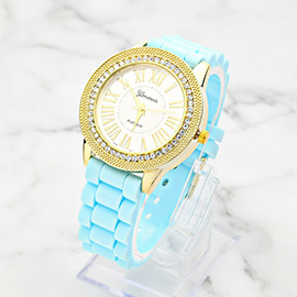 CRYSTAL ACCENTED FASHION WATCH