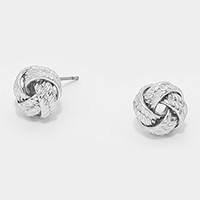 Textured Metal Love Knot Stud Earrings