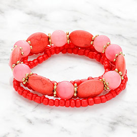 2PCS - Beaded Stretch Bracelet / Necklace