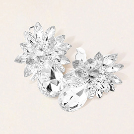 Teardrop Stone Accented Clip on Evening Earrings