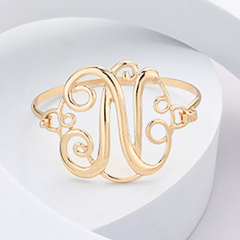 -N- Initial Monogram Curlicue Bracelet