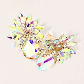 Teardrop Stone Accented Clip on Evening Earrings