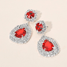 Glass Crystal Teardrop Evening Earrings
