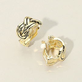 Braided Antique Metal Half Hoop Clip On Earrings