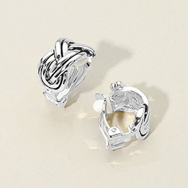 Braided Antique Metal Half Hoop Clip On Earrings