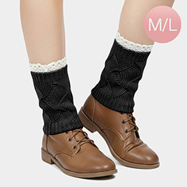 Lace Trim Knit Leg Warmer Boot Topper