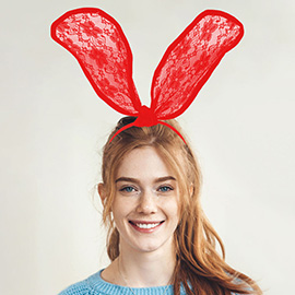Floral Laced Bunny Ears Headband