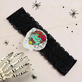Halloween Floral Lace Sugar Skull Headband