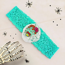 Halloween Floral Lace Sugar Skull Headband