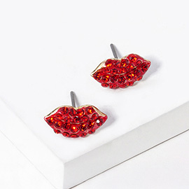 Rhinestone Crystal Pave Lip Stud Earrings