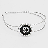 -D- Crystal Accented Initial Monogram Headband