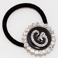 'G' Crystal Accented Initial Monogram Ponytail Hair Band