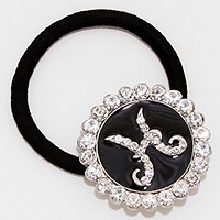 'H' Crystal Accented Initial Monogram Ponytail Hair Band