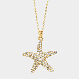 Crystal Pave Starfish Pendant Necklace