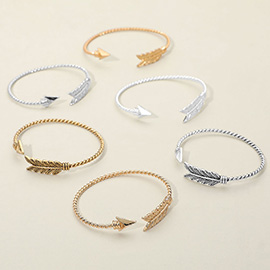 Feathered Arrow Twisted Wire Cuff Bracelet