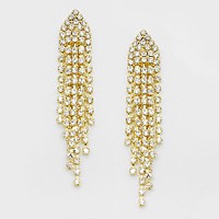 Crystal Rhinestone Fringe Evening Earrings