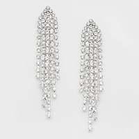 Crystal Rhinestone Fringe Evening Earrings
