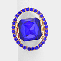 Pave trim glass crystal stretch ring