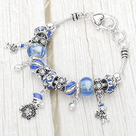 Snowflake Bear Charm Multi Beaded Bracelet