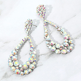 Crystal Bubble Cluster Teardrop Evening Earrings