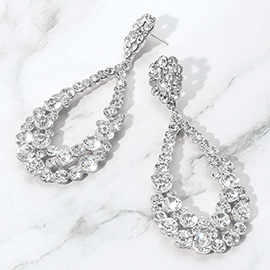 Crystal Bubble Cluster Teardrop Evening Earrings
