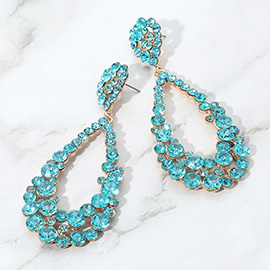 Crystal Bubble Cluster Teardrop Evening Earrings