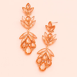 Glass Crystal Petal Drop Statement Evening Earrings