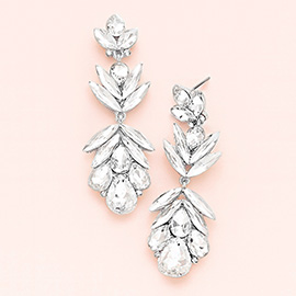 Glass Crystal Petal Drop Statement Evening Earrings