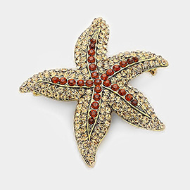 Crystal Rhinestone Starfish Pin Brooch