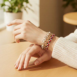 Braided Thread & Metal Chain Bracelet