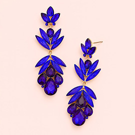 Glass Crystal Petal Drop Statement Evening Earrings