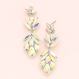 Glass Crystal Petal Drop Statement Evening Earrings
