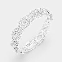 Braided rhinestone coil evening bracelet