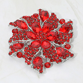 Floral Pinwheel Glass Crystal Pin Brooch