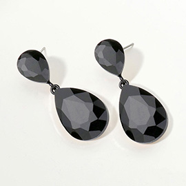 Glass Crystal Teardrop Evening Earrings