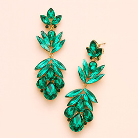 Glass Crystal Petal Drop Statement Evening Earrings