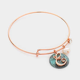 -E- Initial Monogram Pearl Charm Bracelet