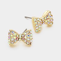 Crystal bow stud earrings