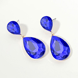 Glass Crystal Teardrop Evening Earrings