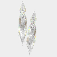 Long rhinestone fringe earrings