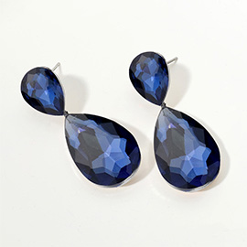 Glass Crystal Teardrop Evening Earrings