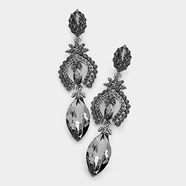 Marquise Glass Crystal Dangle Evening Earrings