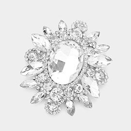 Oval Center Stone Pin Brooch 