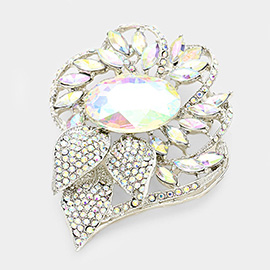 Glass Crystal Flower Stone Brooch / Pendant