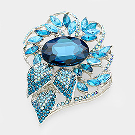 Glass Crystal Flower Stone Brooch / Pendant