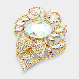 Glass Crystal Flower Stone Brooch / Pendant
