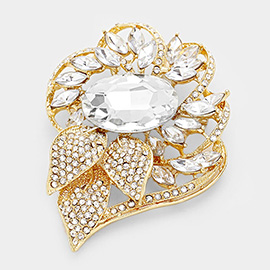 Glass Crystal Flower Stone Brooch / Pendant